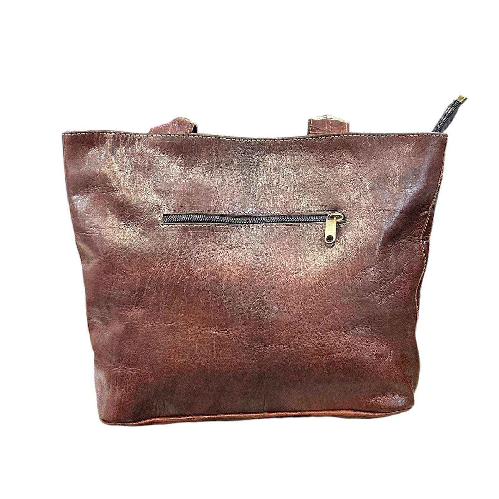 Bolso con asas  de piel 100% natural. Mujer