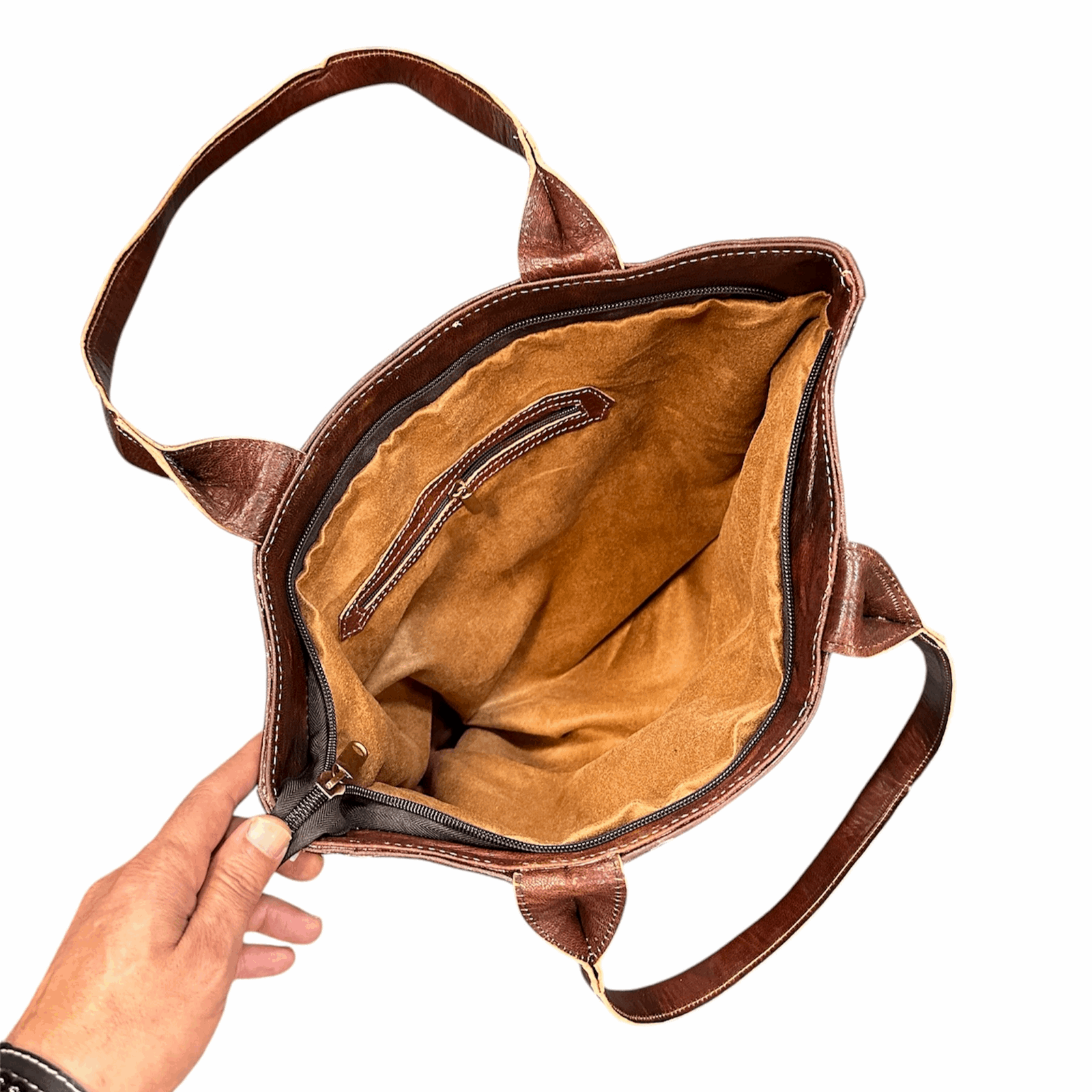 Bolso con asas  de piel 100% natural. Mujer