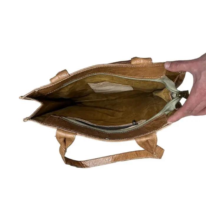 Bolso Arts con asas hecho a mano de piel natural, super cómodo - Look Todo Piel