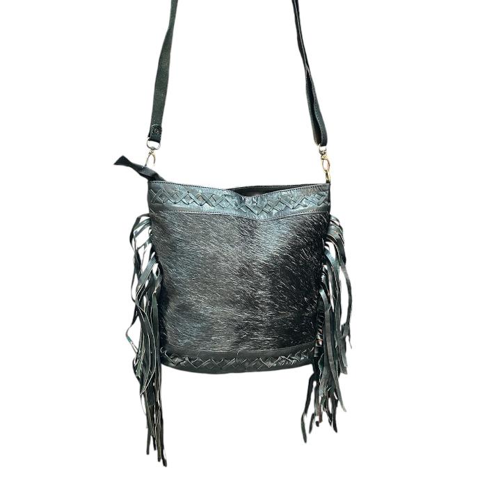 Bolso artesanal  de cuero con pelo - Look Todo Piel