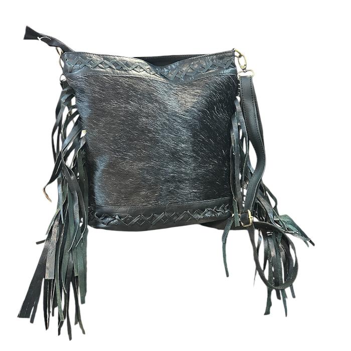 Bolso artesanal  de cuero con pelo - Look Todo Piel