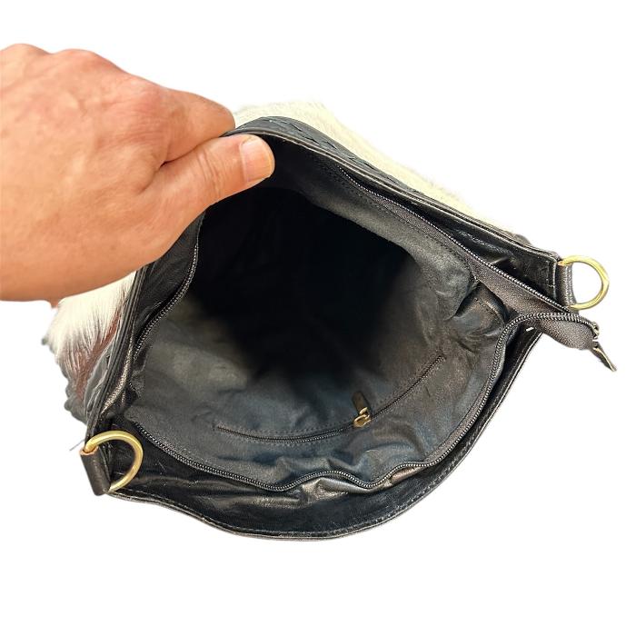 Bolso artesanal  de cuero con pelo - Look Todo Piel