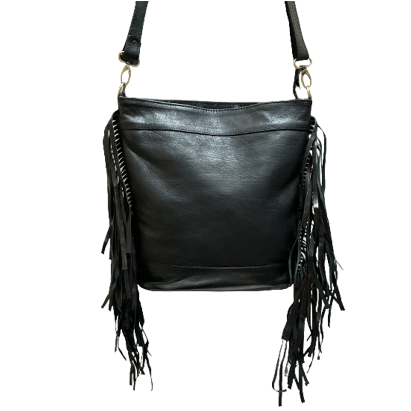 Bolso artesanal  de cuero con pelo - Look Todo Piel