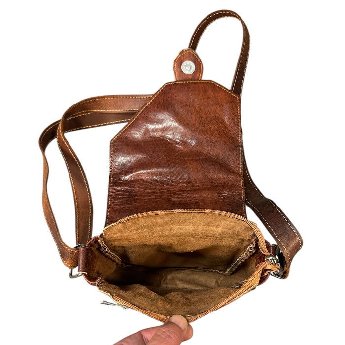 Bolso bandolera artesanal de piel de cabra marroquí - Look Todo Piel