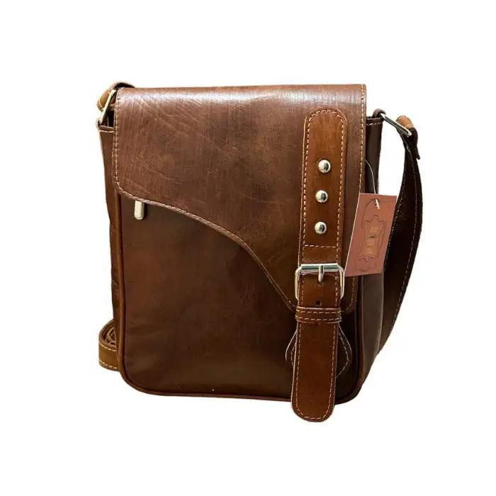 Bolso bandolera artesanal de piel natural