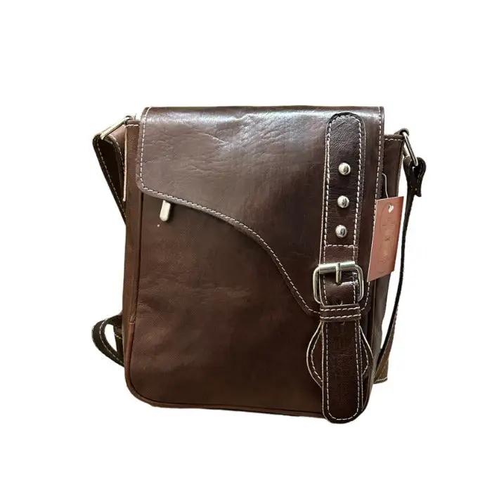 Bolso bandolera artesanal de piel natural. - Look Todo Piel