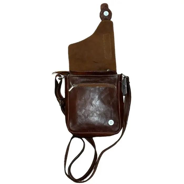 Bolso bandolera artesanal de piel natural. - Look Todo Piel
