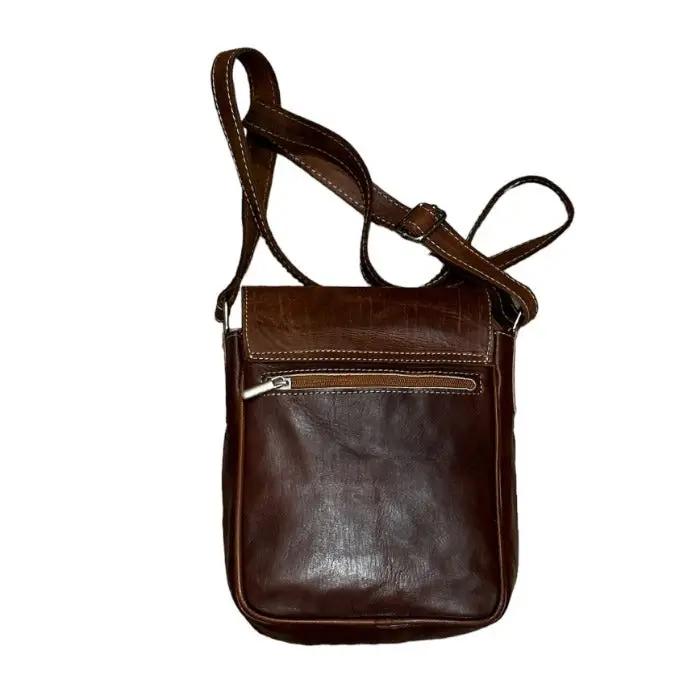 Bolso bandolera artesanal de piel natural. - Look Todo Piel