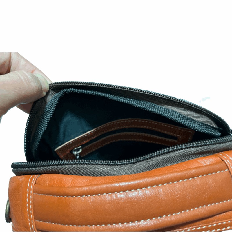 Bolso bandolera con asa de piel natural. - kotubia