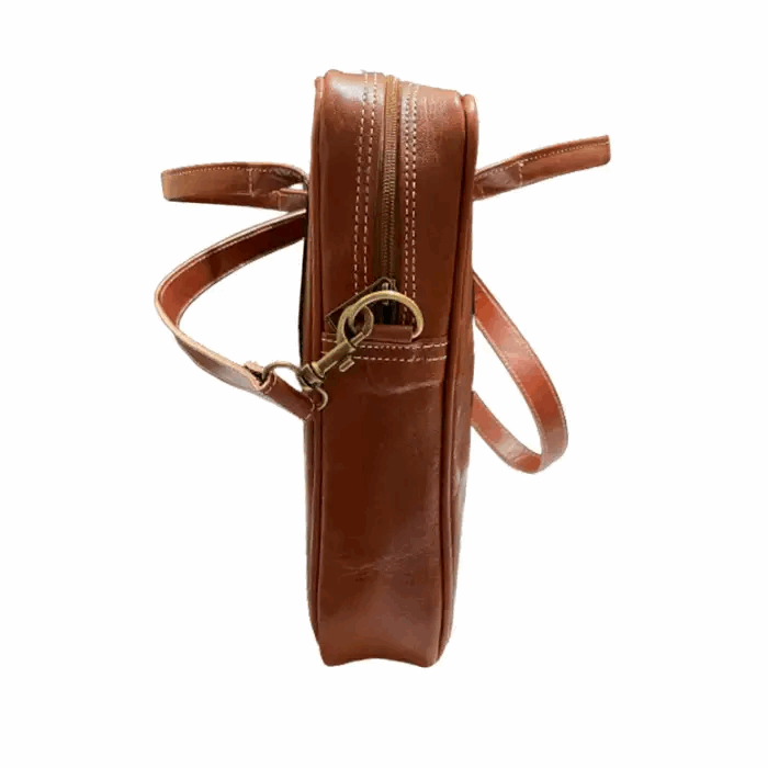 Bolso bandolera con asas Elegante artesanal de piel natural ideal para ordenador - kotubia