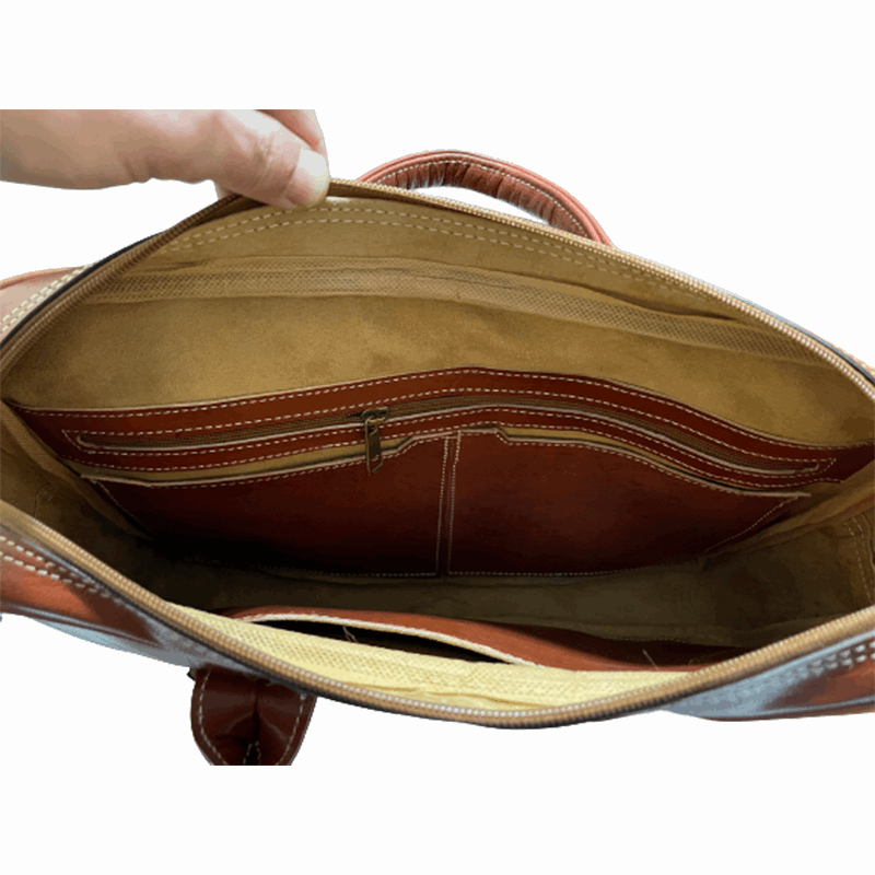 Bolso bandolera con asas Elegante artesanal de piel natural ideal para ordenador - kotubia