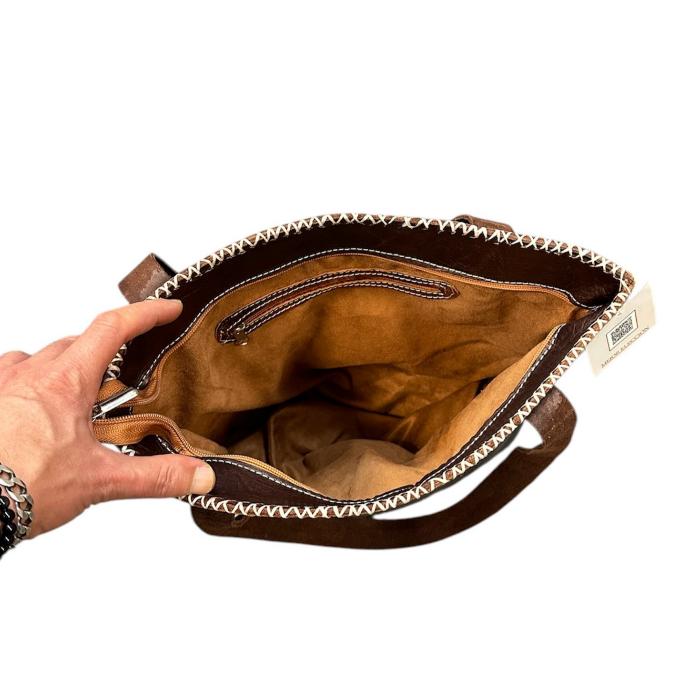 Bolso con asas elegante artesanal de piel natural. - Look Todo Piel
