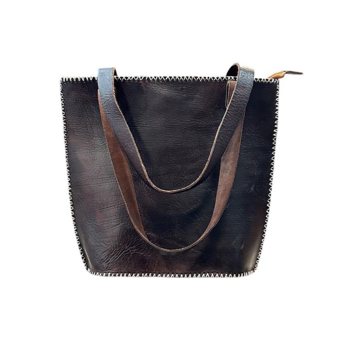 Bolso con asas elegante artesanal de piel natural. - Look Todo Piel