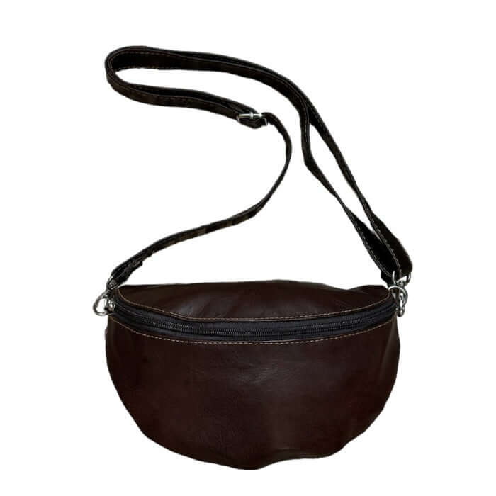 Bolso estilo shopper media luna de cuero para mujer - Look Todo Piel