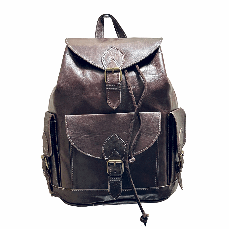 Mochila con cordón anti robo de piel natural. - Look Todo Piel