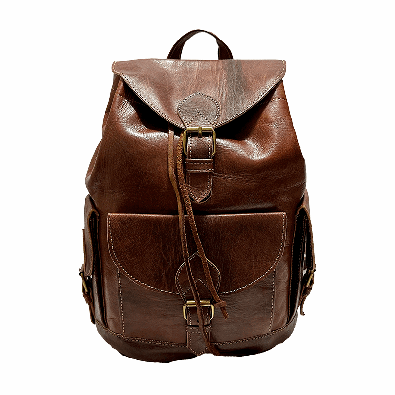 Mochila con cordón anti robo de piel natural. - Look Todo Piel