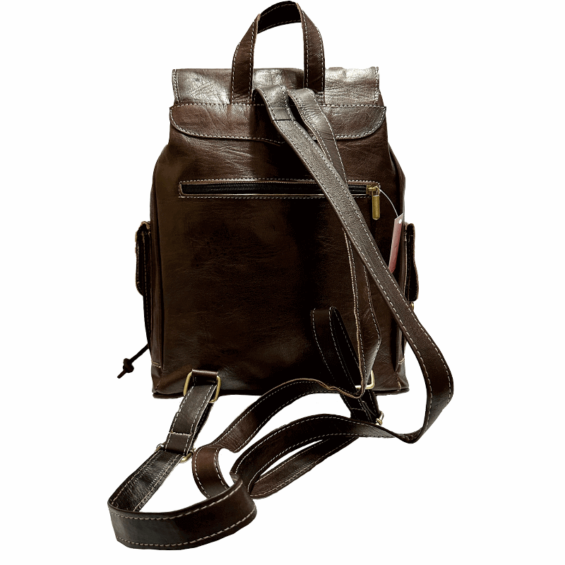 Mochila con cordón anti robo de piel natural. - Look Todo Piel