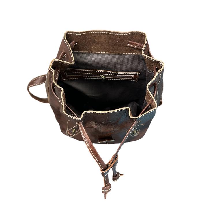 Mochila con cordón de piel 100% natural. ¡En oferta! - Look Todo Piel