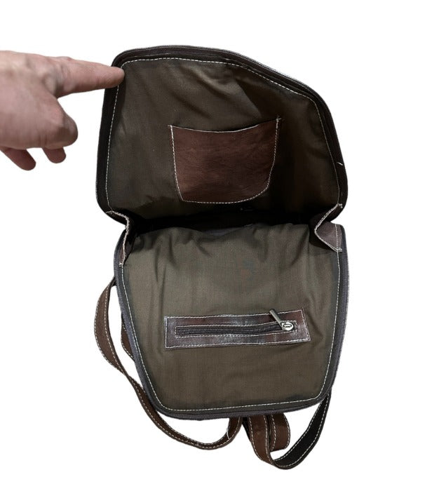 Mochila con cremallera de cuero unisex - Look Todo Piel