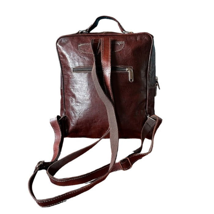 Mochila trenzada artesanal de piel natural. - Look Todo Piel
