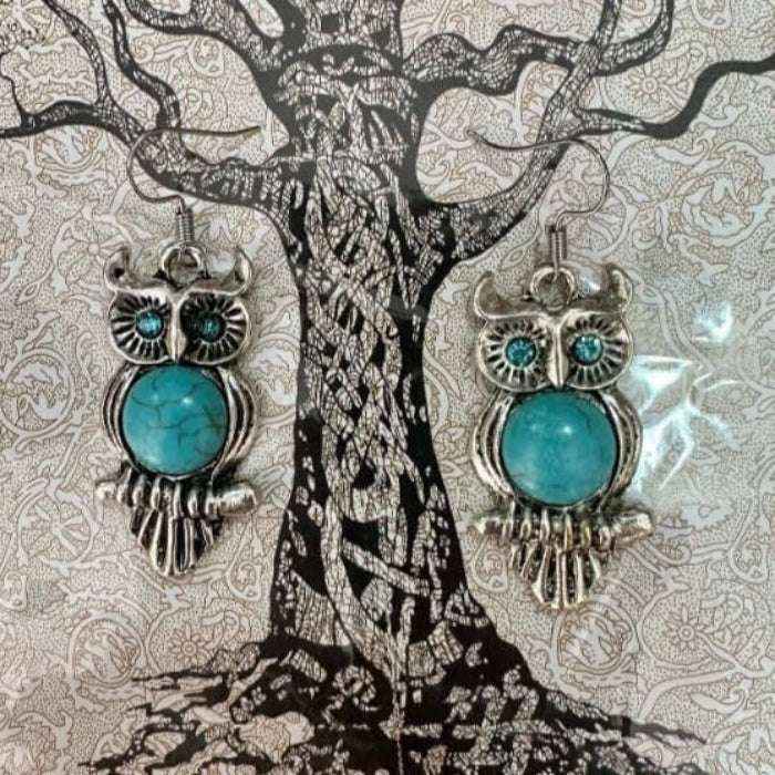 Pendientes de búho moda para mujer. Turquesa
