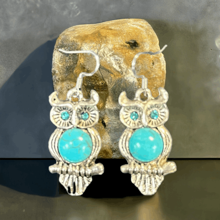 Pendientes de búho moda para mujer. Turquesa