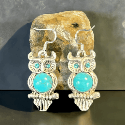 Pendientes de búho moda para mujer. Turquesa