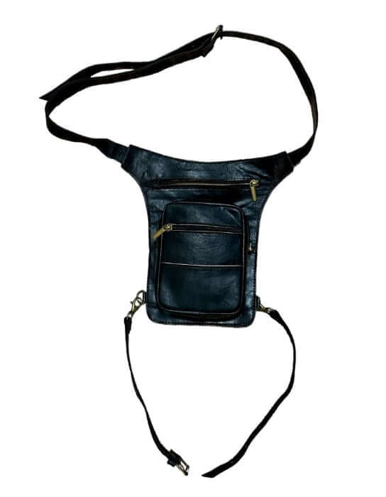 Riñonera motos de piel natural para moteros unisex - vivalera