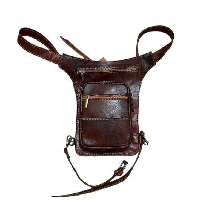 Riñonera motos de piel natural para moteros unisex