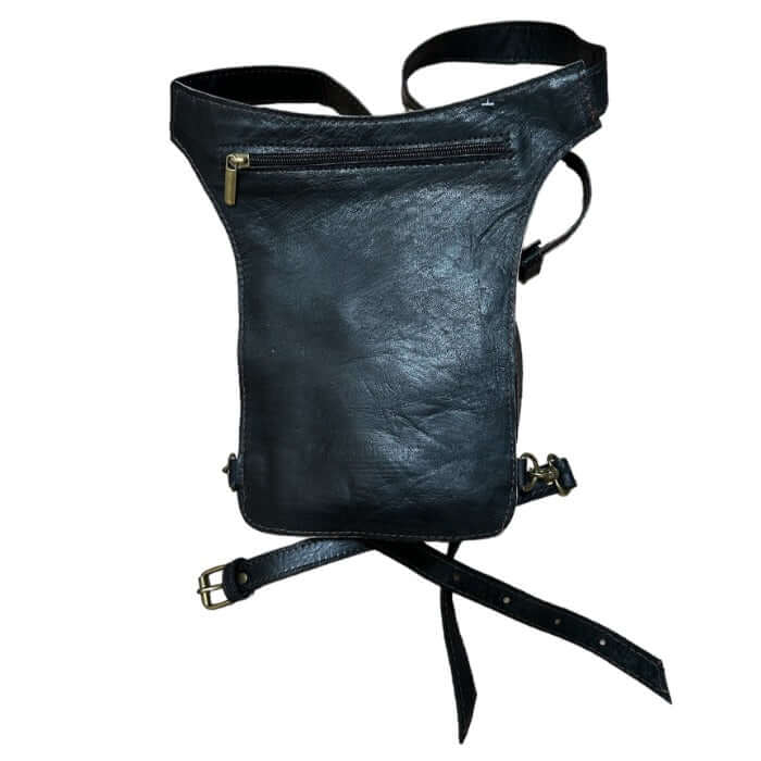 Riñonera motos de piel natural para moteros unisex - vivalera