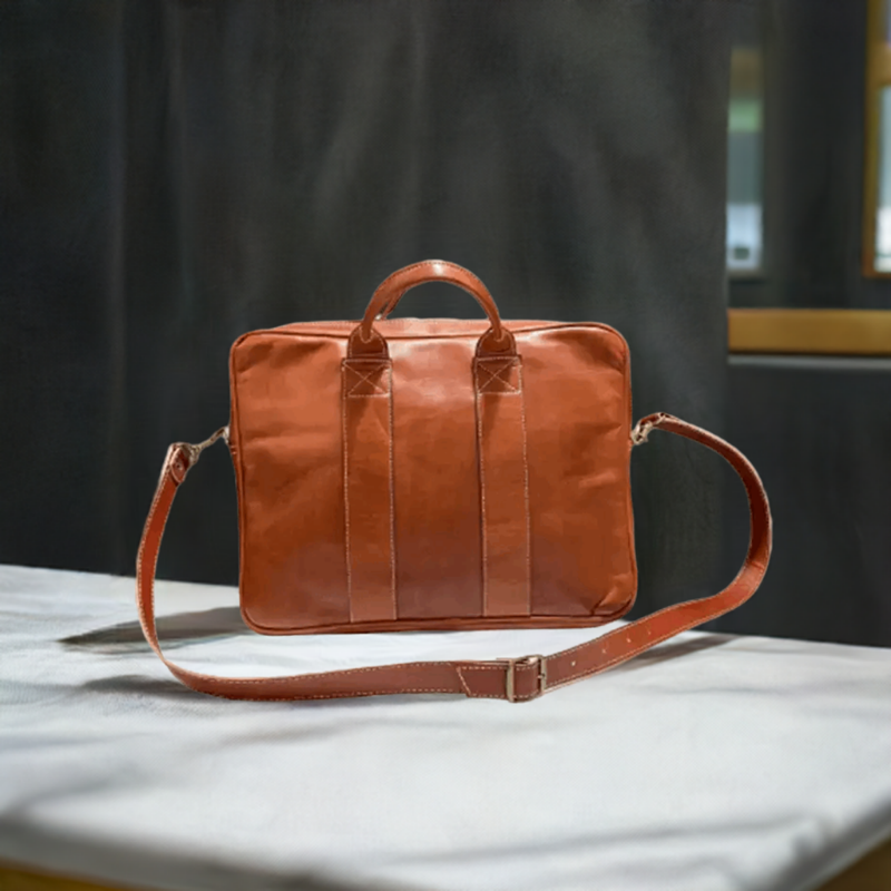 Bolso bandolera con asas Elegante artesanal de piel natural ideal para ordenador - kotubia