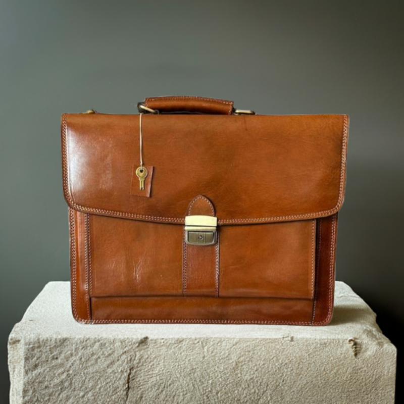 Maletín cartera elegante de cuero natural - kotubia
